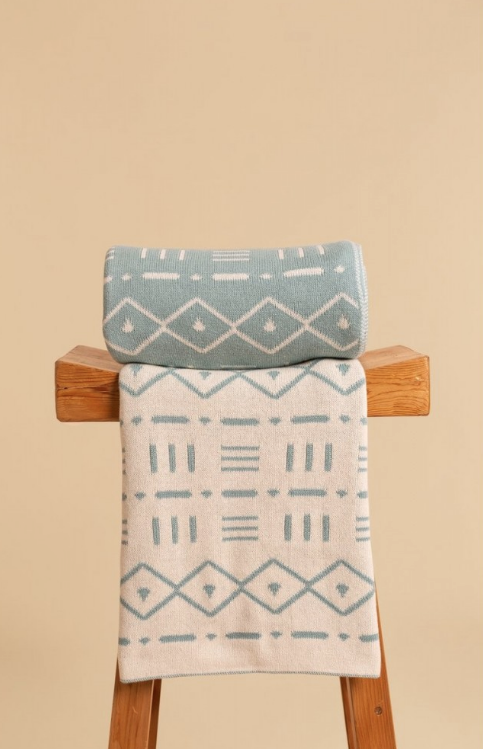 Châle chaud et doux 100% coton - Kichana Bleue