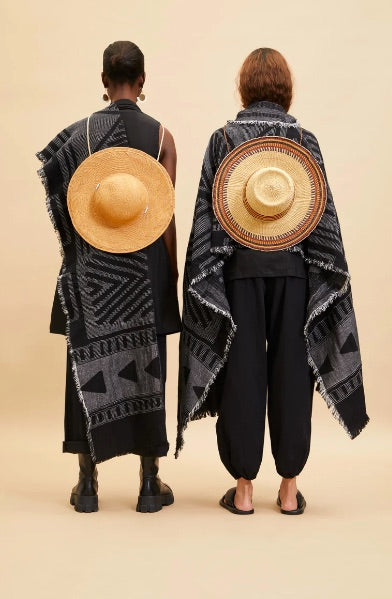 Châle chaud et doux en coton noir - Kichana