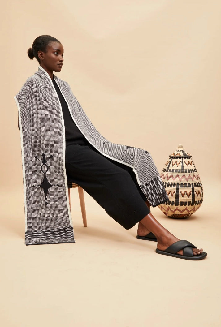 Châle doux en coton gris - Tuareg