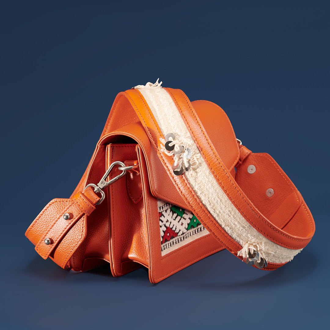 Leather bag - Orange fanfold
