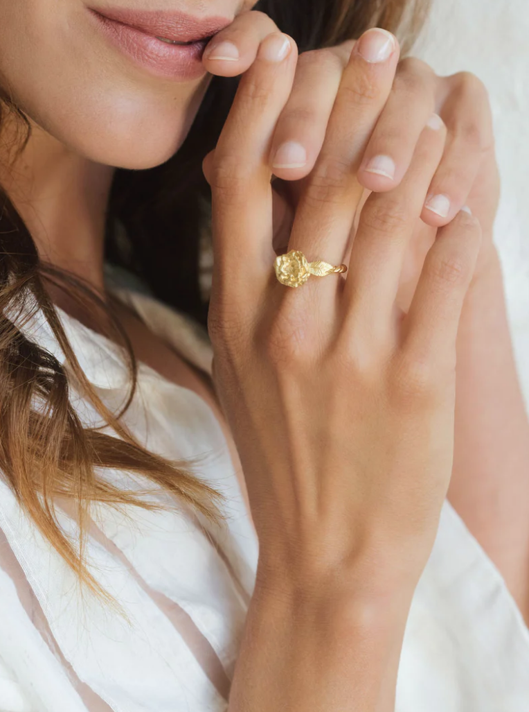 Bague femme plaquée or - Rosa