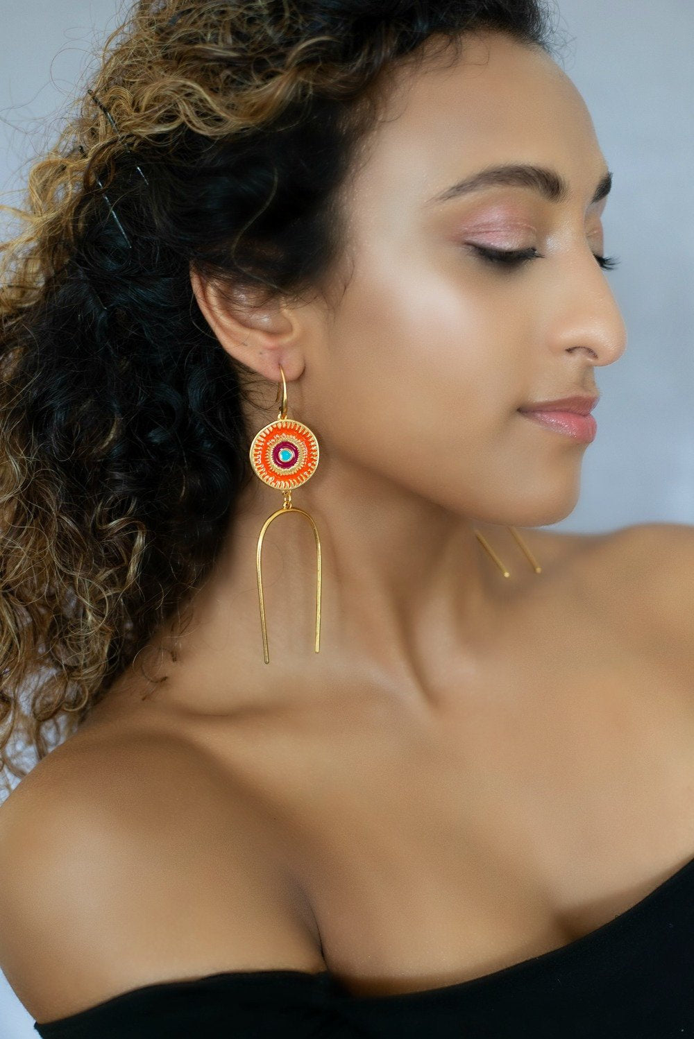 Ethnic earrings - Deity Orange